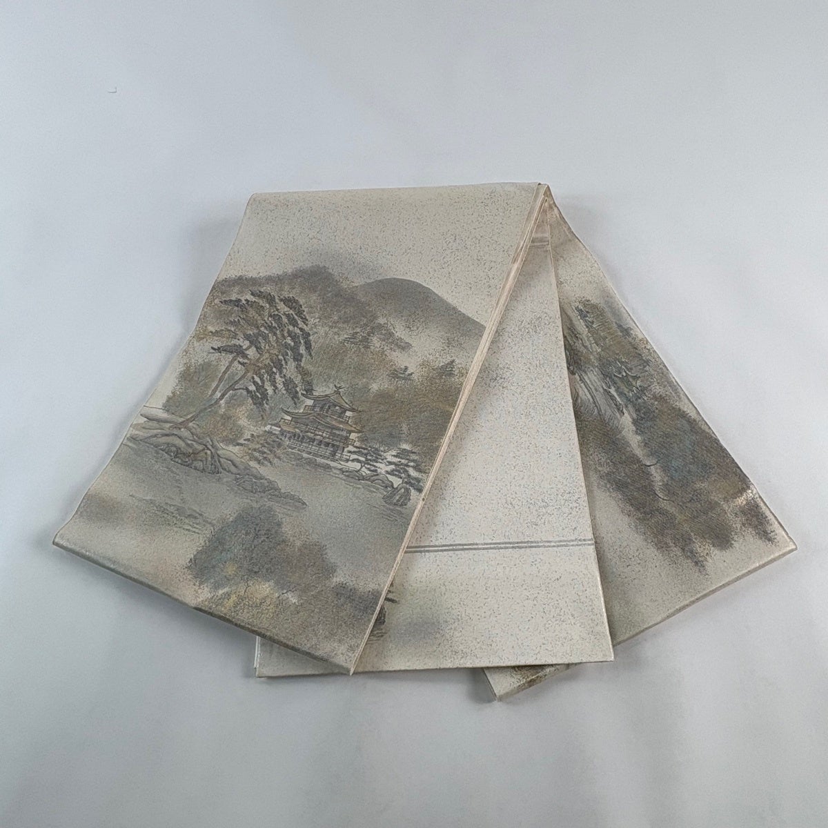 袋帯 秀品 落款あり 日本百景 金閣寺 金閣寺 風景 螺鈿箔 金銀彩