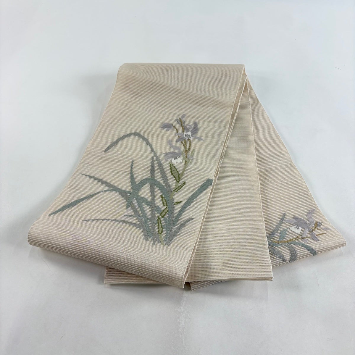 ★専用★袋帯 夏 夏帯 絽　ベージュ　花丸 金糸銀糸 長さ4m45cm 正絹 袋帯 秀品 夏帯 絽 向かい鳥 花唐草 金銀糸 ベージュ お太鼓柄 正絹