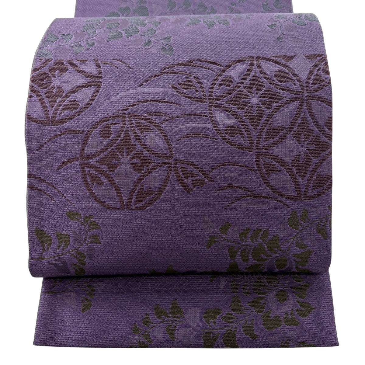 美品】 袋帯 秀品 七宝 草花 紫 六通 正絹｜中古・古着・リサイクル