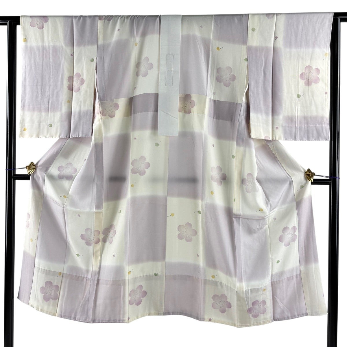 美品】 長襦袢 身丈126cm 裄丈62cm S 桜 市松 ぼかし 薄紫 正絹 秀品