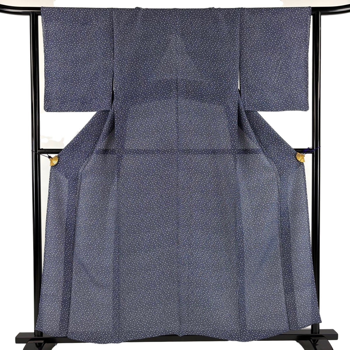 美品】 小紋 身丈156cm 裄丈64cm M 薄物 縦絽 落款あり 幾何学模様