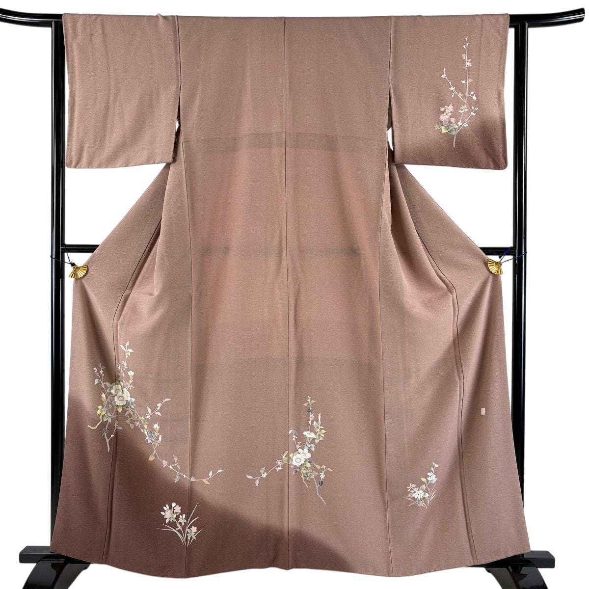 美品】 江戸小紋 身丈158cm 裄丈62cm S 袷 菊 花唐草 藍色 正絹 秀品