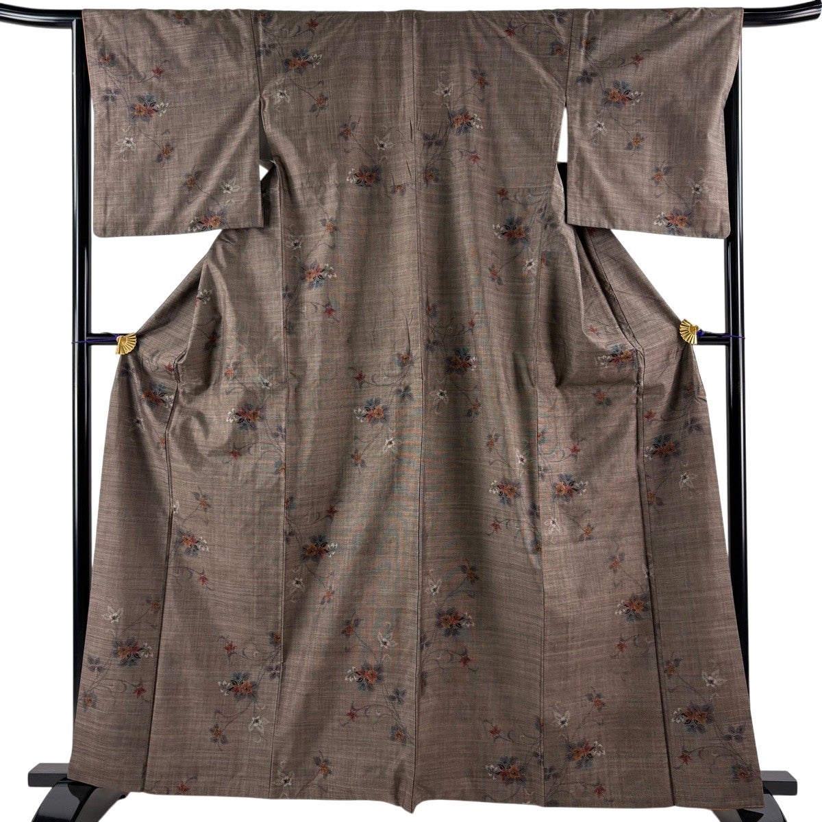 紬 身丈161cm 裄丈66.5cm 正絹 秀品 【中古】 美品】 紬 身丈166.5cm 裄丈66cm M 袷 風景 人物 薄小豆 正絹 名品