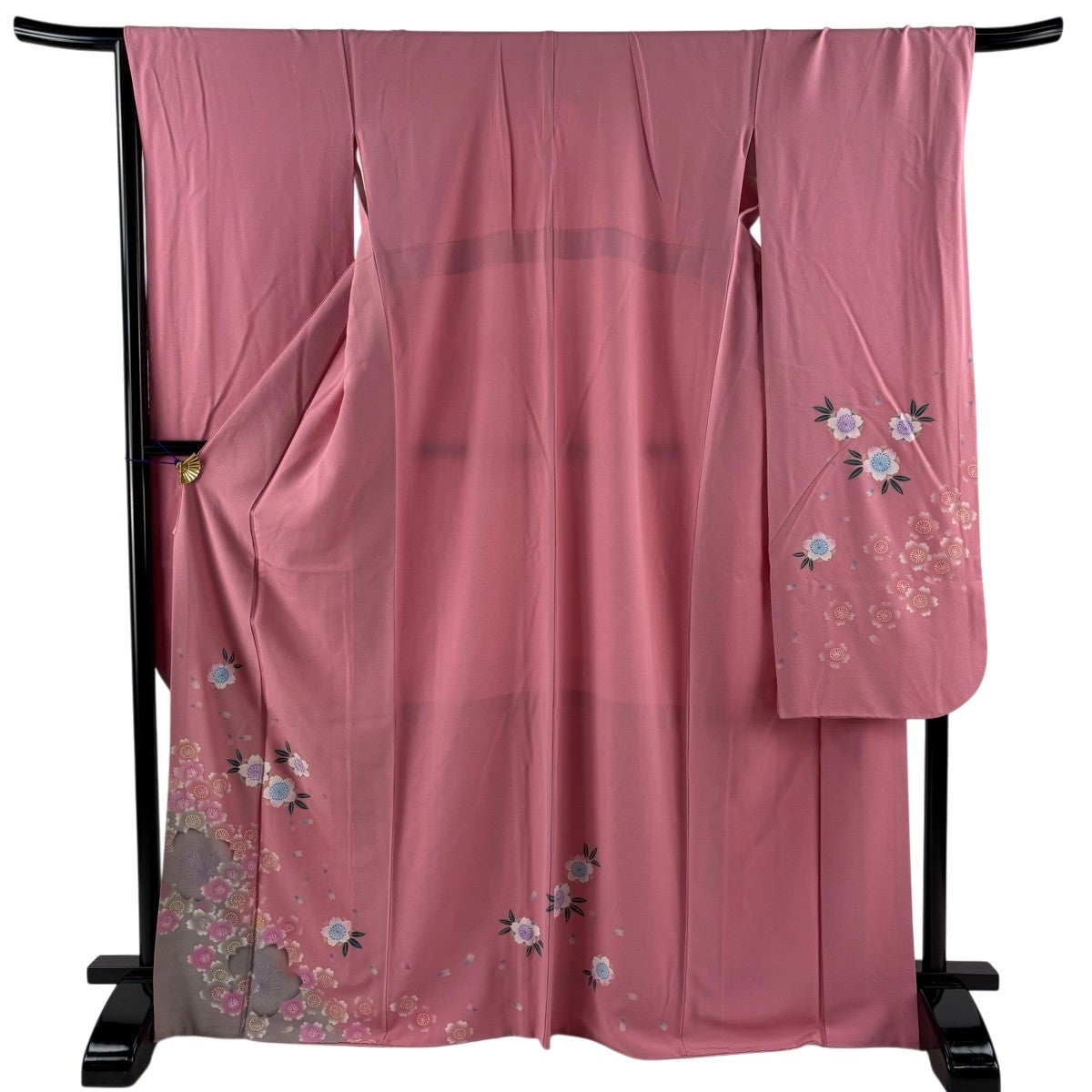 振袖 身丈169.5cm 裄丈67cm M 袷 桜 桜の花びら 金彩 ぼかし ピンク
