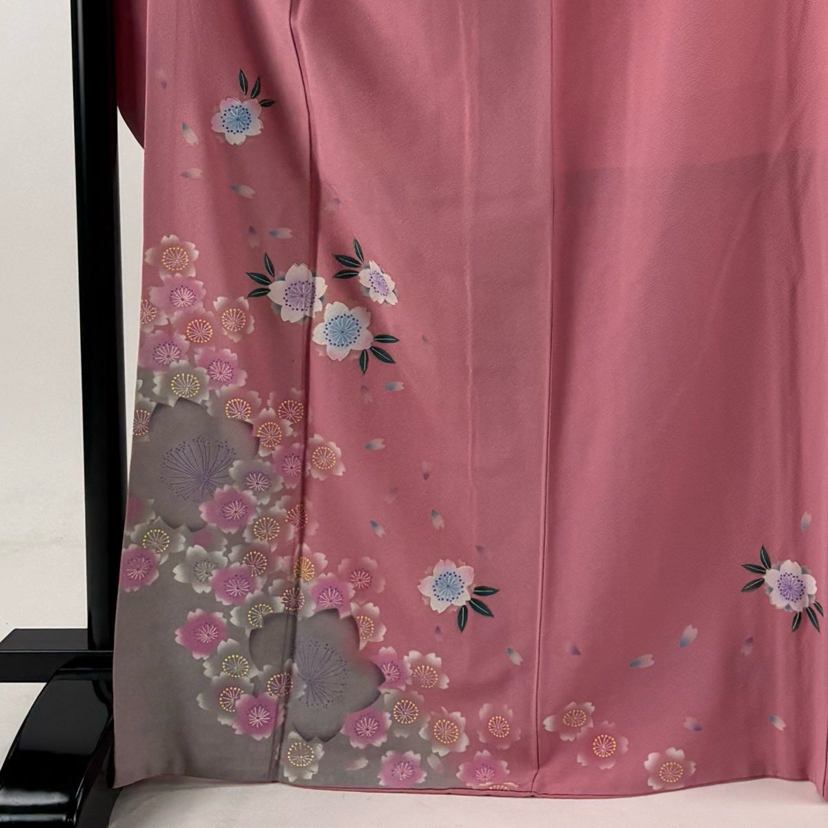 振袖 身丈169.5cm 裄丈67cm M 袷 桜 桜の花びら 金彩 ぼかし ピンク
