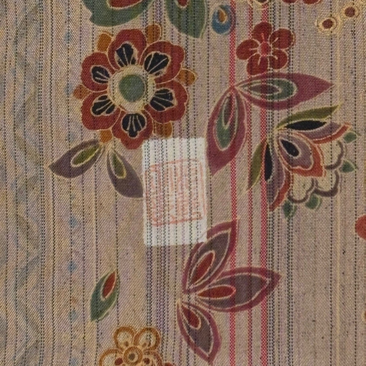 美品】 訪問着 身丈158.5cm 裄丈62.5cm S 袷 紬地 落款あり 草花 縦縞