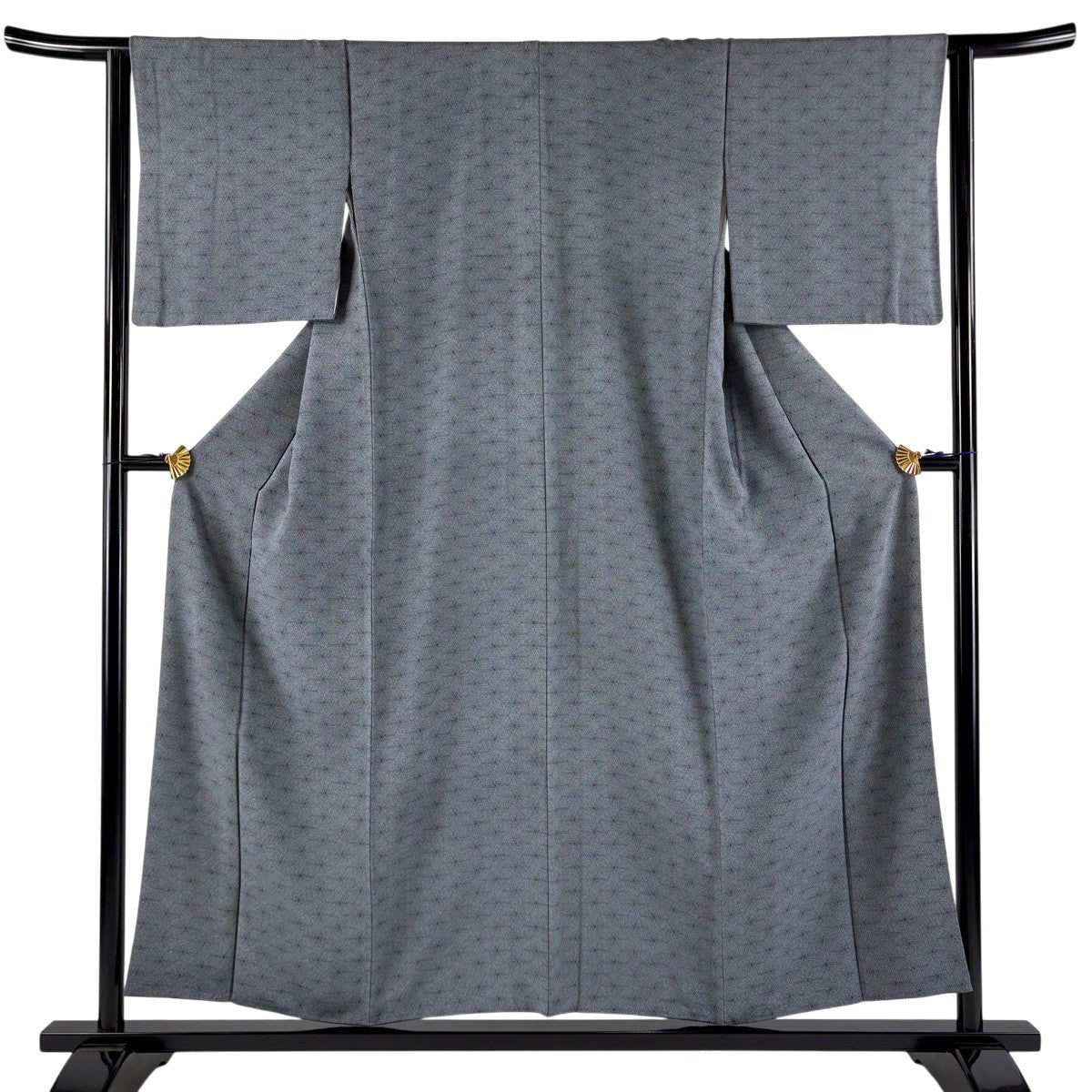 美品】 紬 身丈156.5cm 裄丈64cm M 袷 バチ衿 青灰色 正絹 優品｜中古