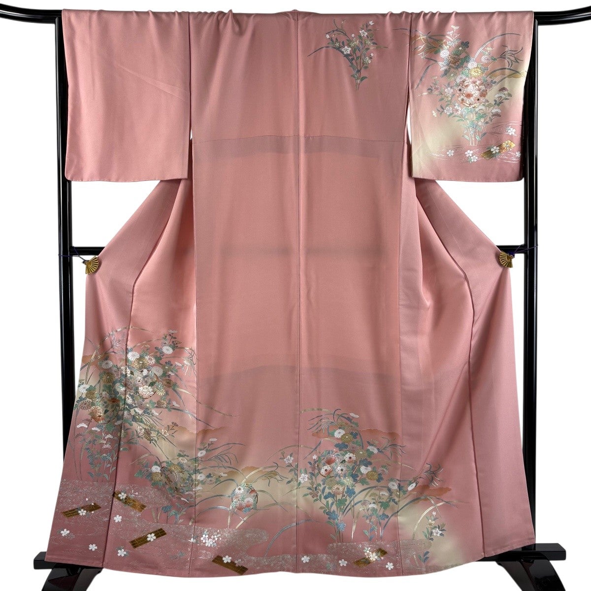 ★専用★訪問着 単衣 一斤染色 梅輪 アゲハ蝶 身丈161cm 裄丈65cm 訪問着 身丈161cm 裄丈67cm M 袷 草花 花筏 螺鈿 金銀彩 ピンク 正絹