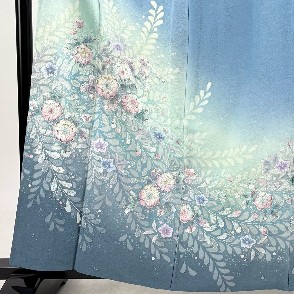 訪問着 身丈161cm 裄丈63.5cm S 単衣 辻が花 染め分け ぼかし 青灰色
