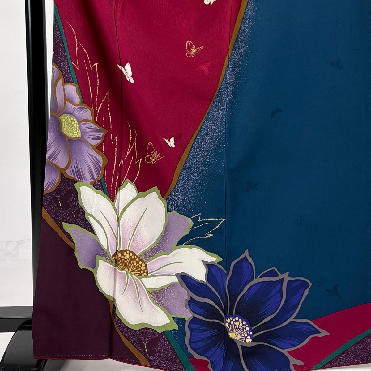 訪問着 身丈167.5cm 裄丈69.5cm L 袷 森英恵 落款あり 牡丹 蝶 金彩