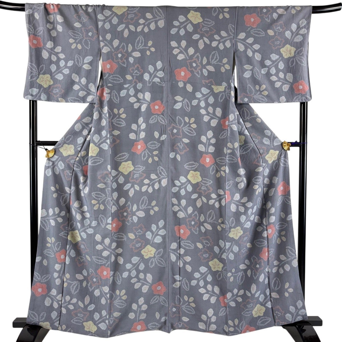 大島紬 身丈165cm 裄丈67.5cm L 袷 証紙あり 灰白 正絹 名品｜中古