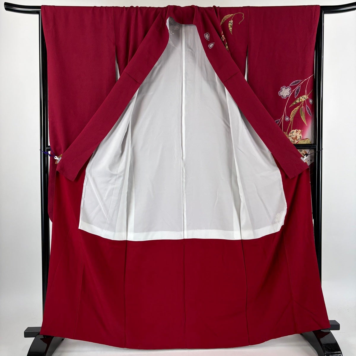 振袖 身丈163.5cm 裄丈67cm M 正絹 美品 秀品 振袖 身丈163.5cm 裄丈67cm M 袷 やまと 短冊 草花 金彩 染め分け 赤
