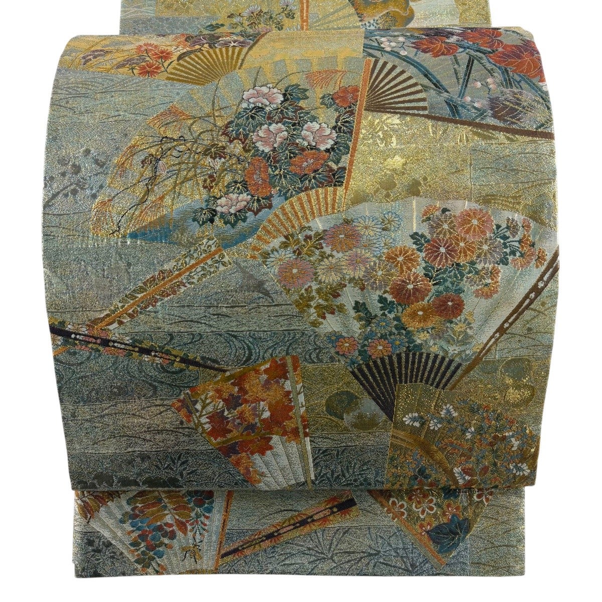 絽刺し 諏訪 刺繍 袋帯 正絹 華文 袋帯 逸品 華文 花鳥 絽刺し 金糸 小豆色 全通 正絹｜中古・古着