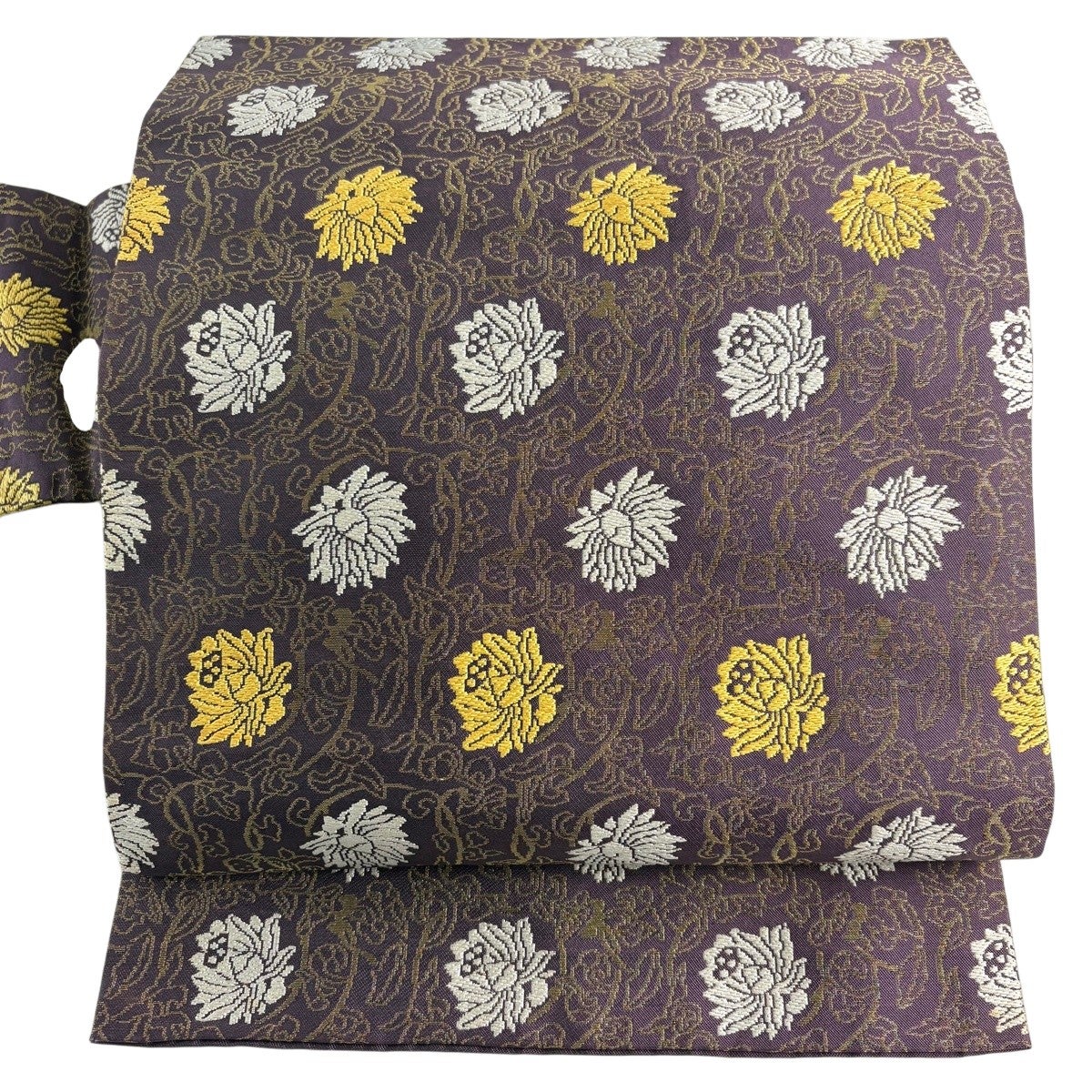 50%OFF 名古屋帯 秀品 花唐草 金糸 紫 正絹 K50｜中古・古着