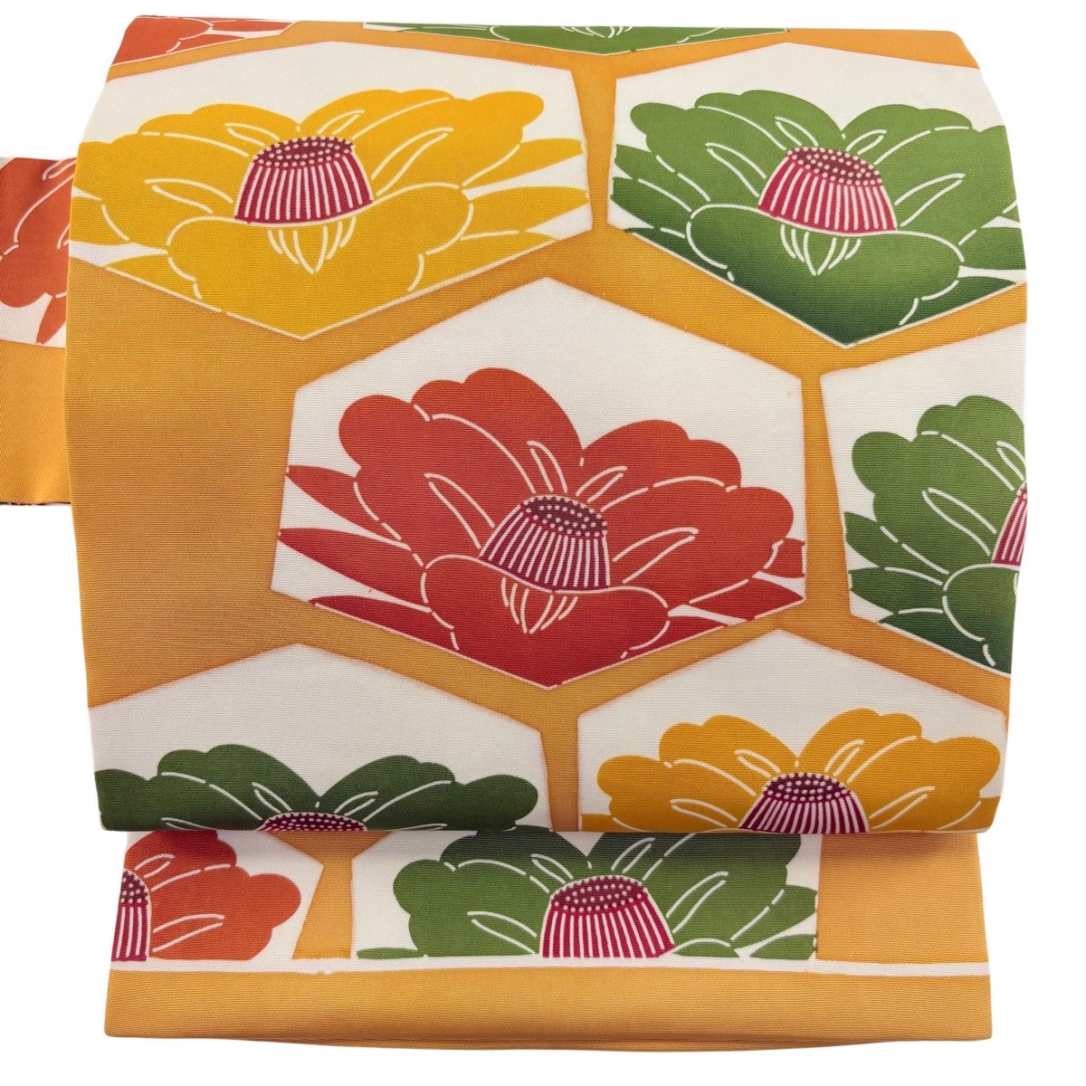 名古屋帯 秀品 花 山吹色 正絹｜中古・古着・リサイクル着物通販