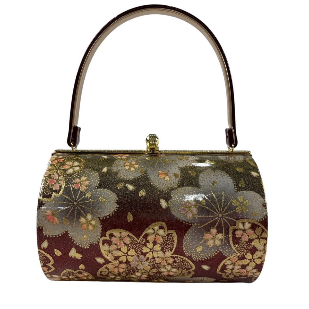 和装バッグ 美品 逸品 OKAJIMA 共箱付　象 花唐草 金彩 正絹 和装小物 美品】和装バッグ 優品 フォーマル 桜 金彩 黒 和装小物｜中古・古着