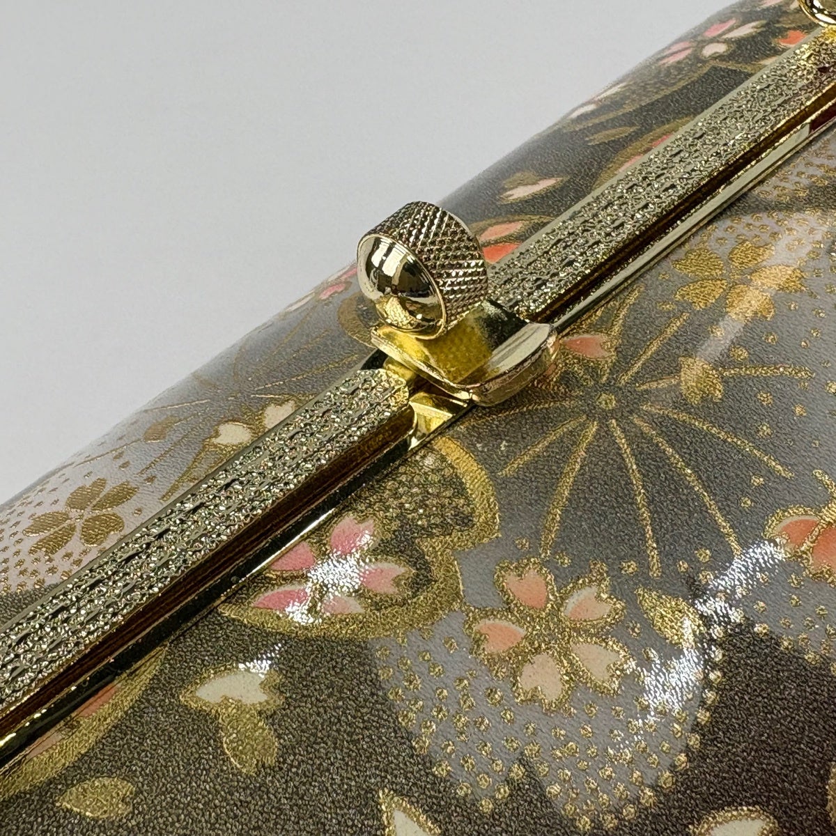 美品】和装バッグ 優品 フォーマル 桜 花びら 金彩 赤茶 和装小物
