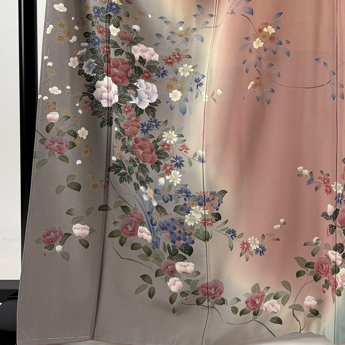 美品】 訪問着 身丈167.5cm 裄丈65.5cm M 袷 落款あり 椿 枝梅