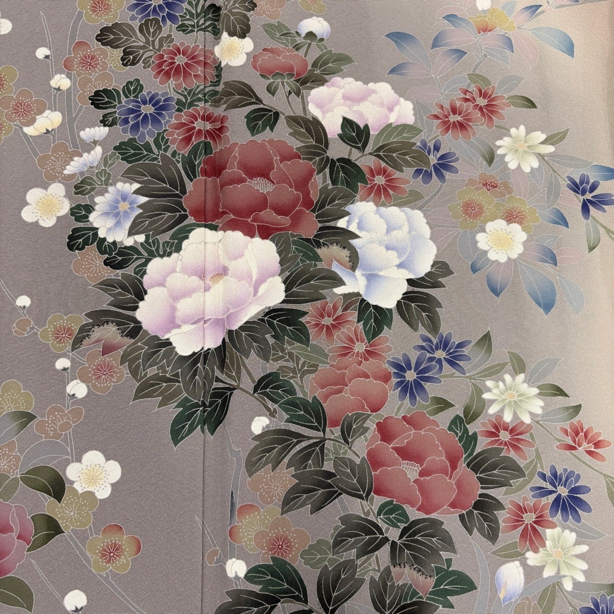 美品】 訪問着 身丈167.5cm 裄丈65.5cm M 袷 落款あり 椿 枝梅
