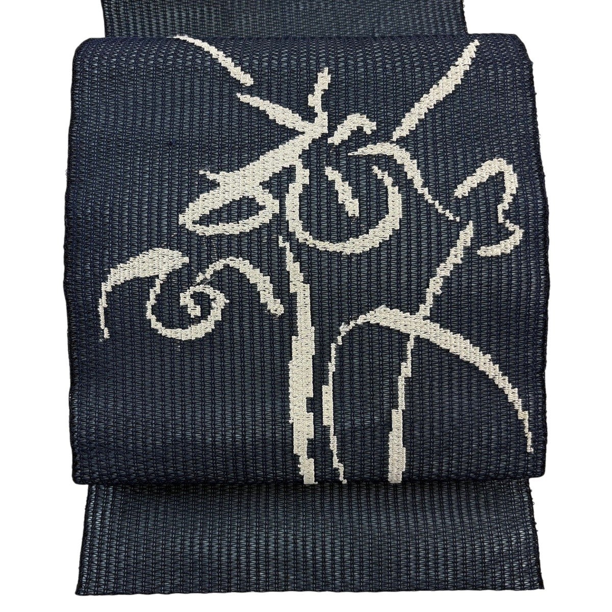 美品】 名古屋帯 秀品 夏帯 羅織 幾何学 深緑 正絹｜中古・古着
