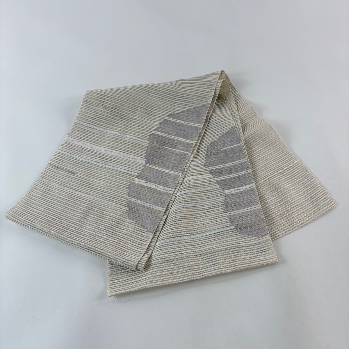 美品】 名古屋帯 秀品 夏帯 八寸名古屋帯 縞 幾何学模様 金銀糸