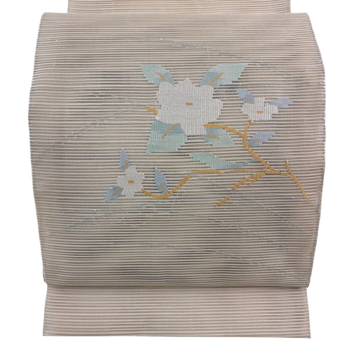 美品】 名古屋帯 秀品 夏帯 絽 枝花 金銀糸 ベージュ 正絹｜中古・古着