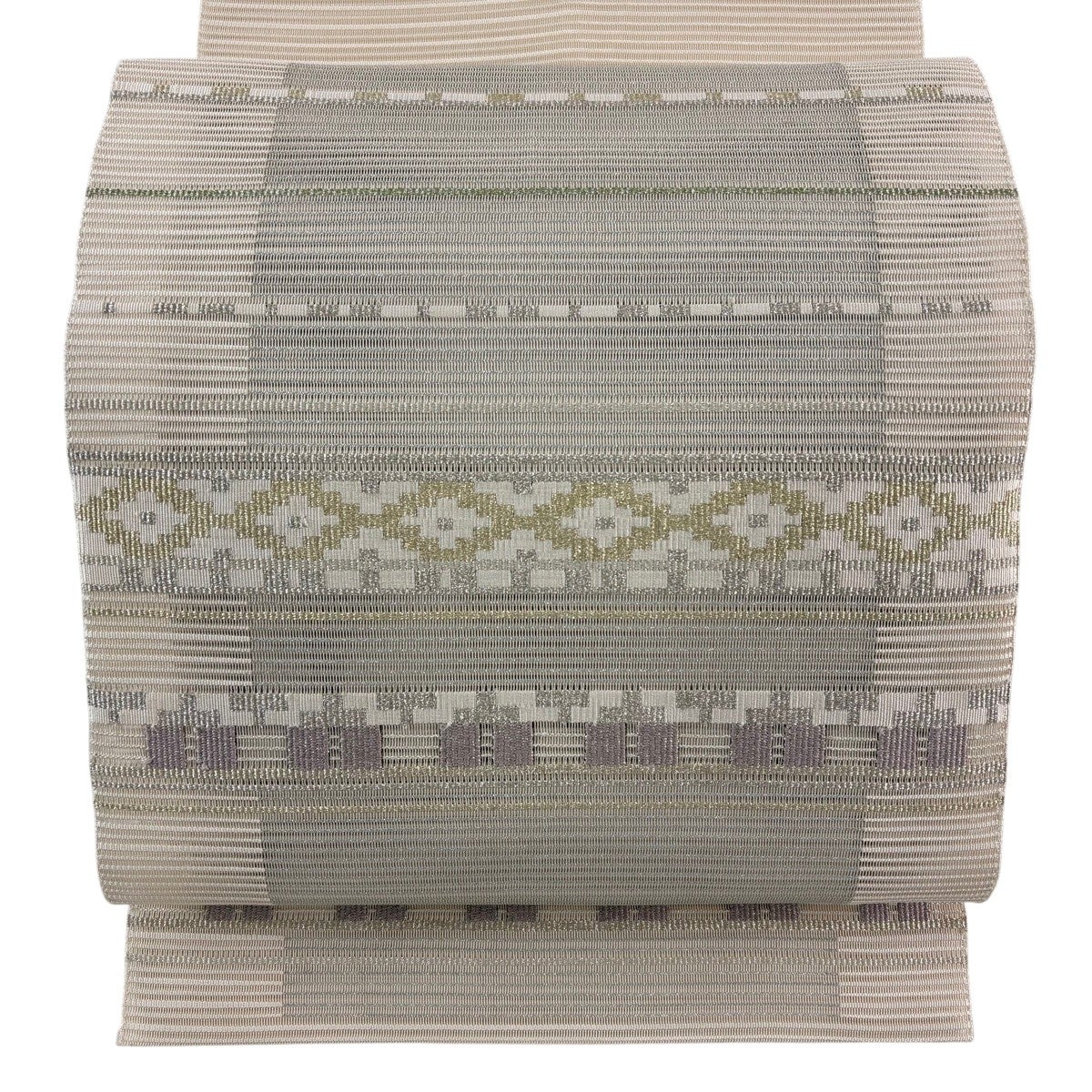 50%OFF 名古屋帯 秀品 八寸名古屋帯 松葉仕立て 夏帯 絽 縞 幾何学模様