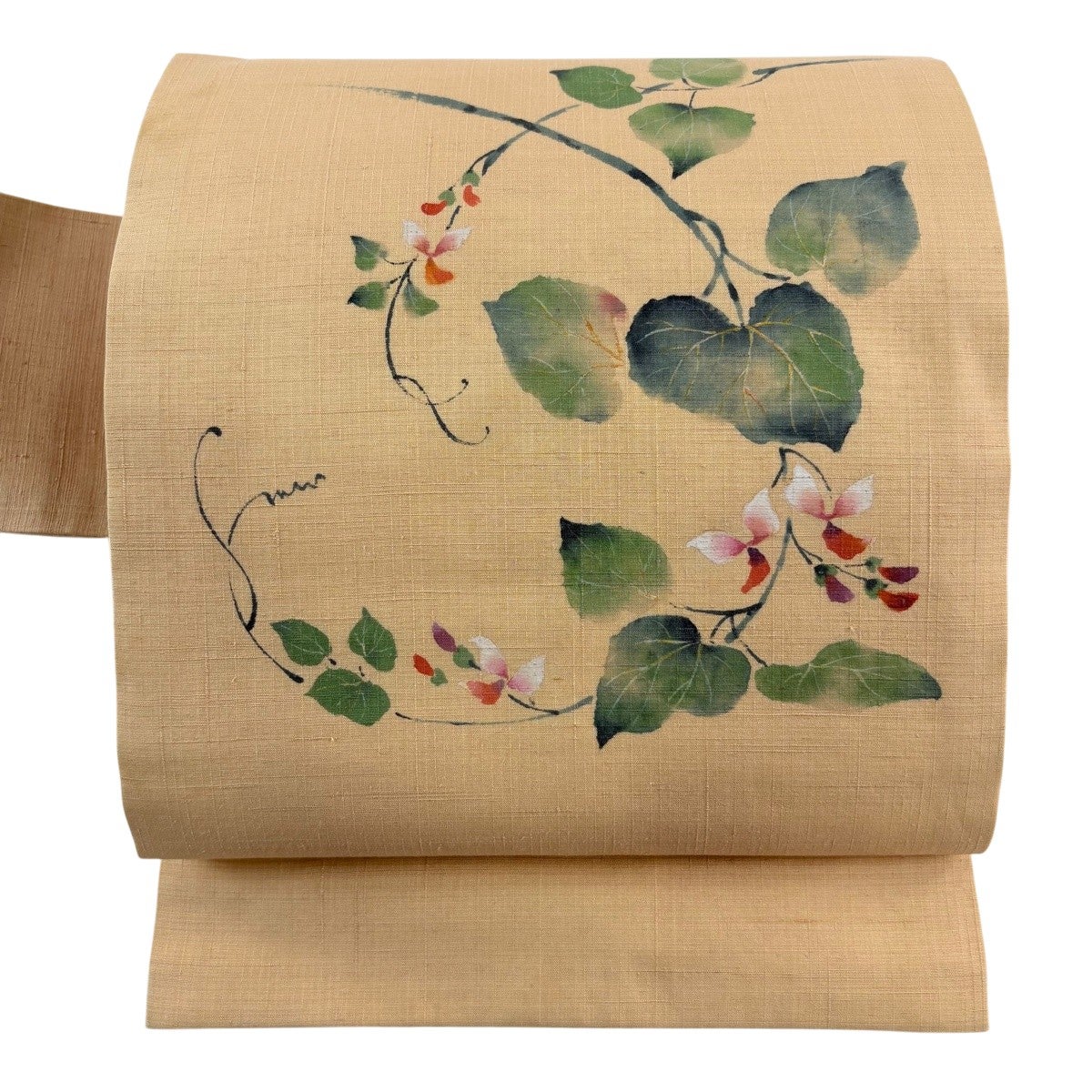 名古屋帯 優品 落款あり 草花 ベージュ 正絹｜中古・古着・リサイクル