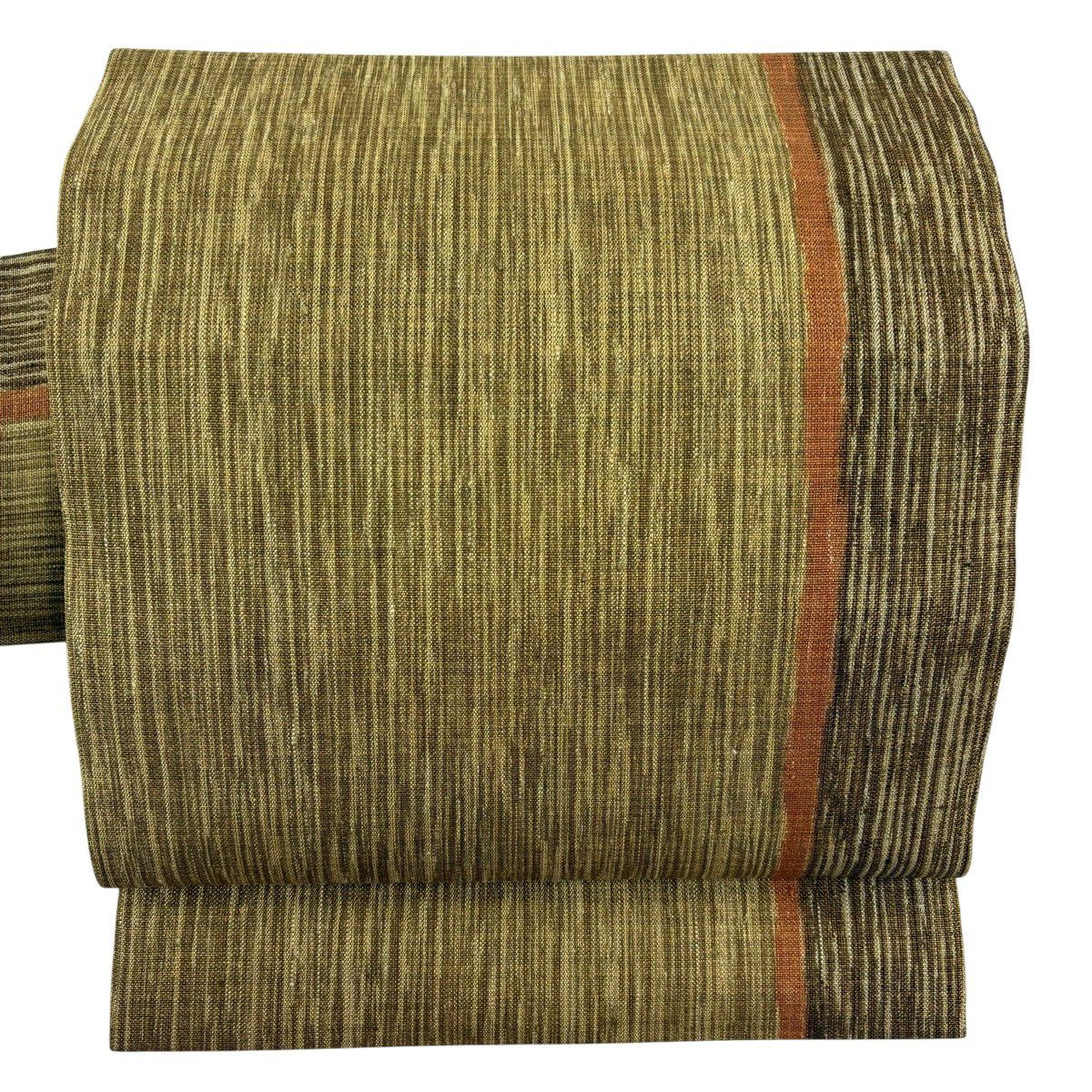 美品】 開き名古屋帯 秀品 松ぼっくり 組紐 金彩 金糸 鶯色 正絹|中古 美品】 開き名古屋帯 秀品 松ぼっくり 組紐 金彩 金糸 鶯色 正絹|中古
