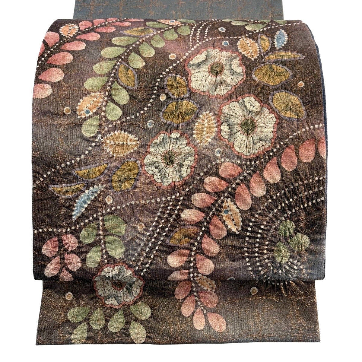 50%OFF 【美品】 袋帯 名品 落款あり 辻が花 金通し ぼかし 灰緑