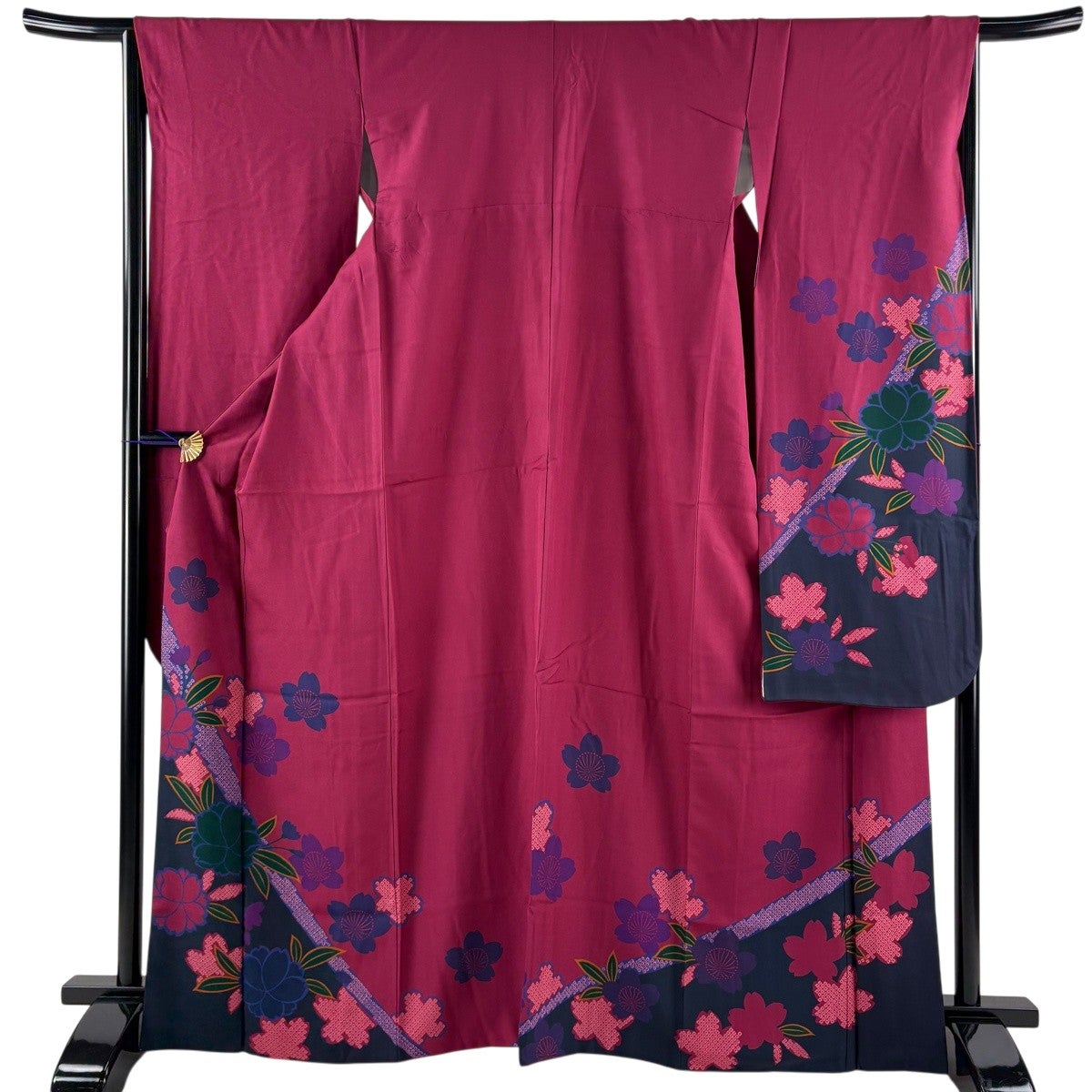 振袖 秀品 165cm 66cm 正絹 【中古】 振袖 中古 フルセット 販売 正絹 成人式 クリーム 百合 オレンジ 美品