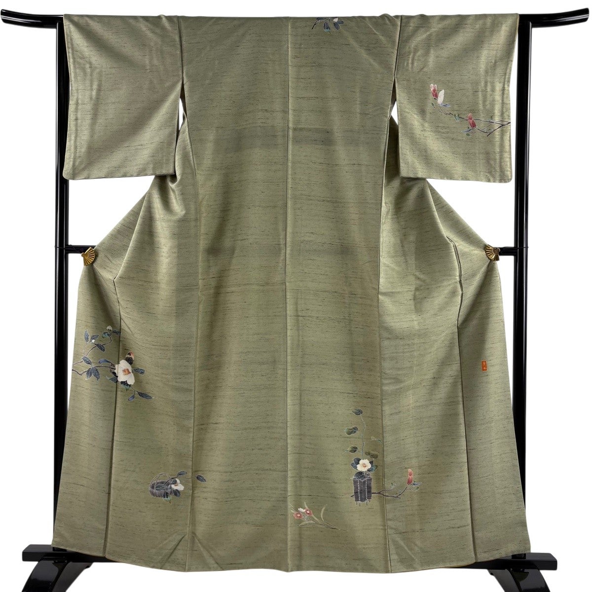付下げ 身丈160cm 裄丈64cm 正絹 逸品 【中古】 付下げ 身丈160cm 裄丈65cm M 袷 草花 雲文 紫 正絹 秀品 【中古