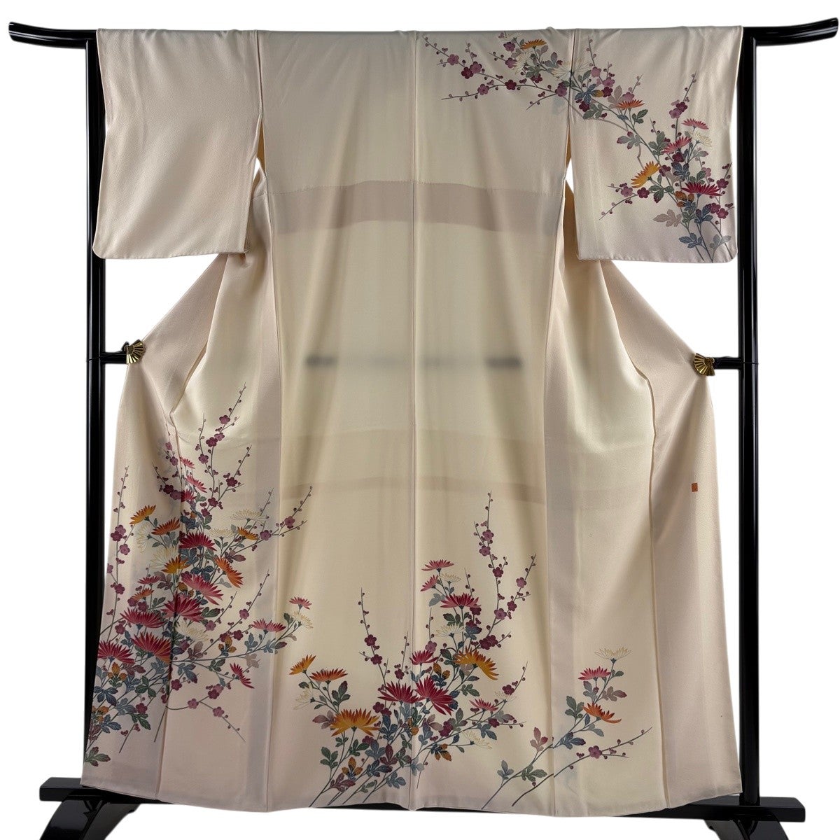 美品】 訪問着 身丈155cm 裄丈64.5cm M 袷 松竹梅 菊 金彩 染め分け