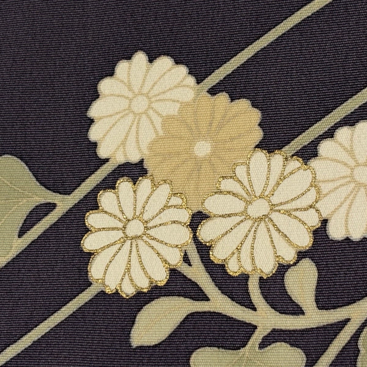訪問着 身丈158.5cm 裄丈67cm M 袷 菊 小槌 金糸 金彩 紫 正絹 秀品 一