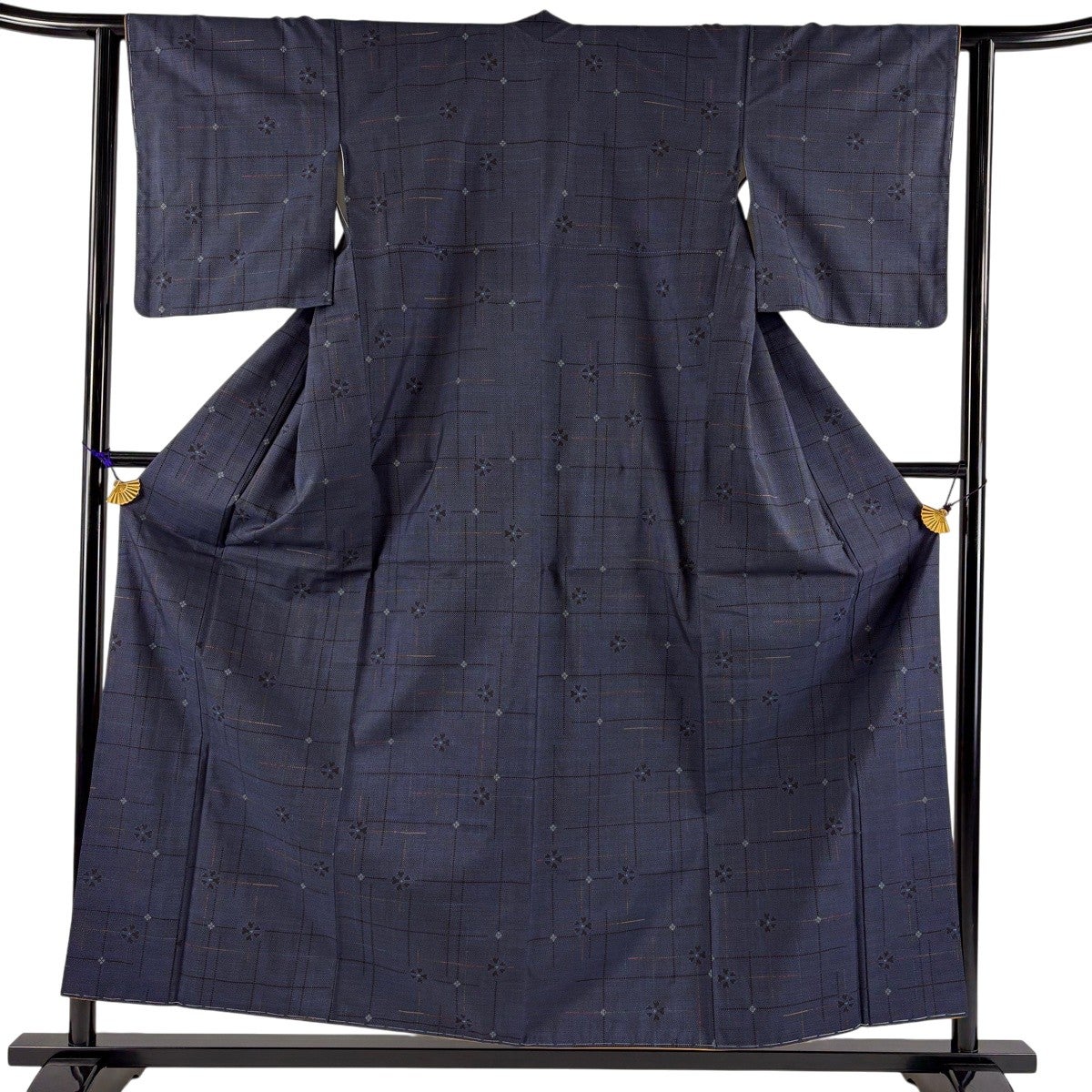 美品】 大島紬 身丈157cm 裄丈62.5cm S 袷 純泥染 証紙あり 花 幾何学