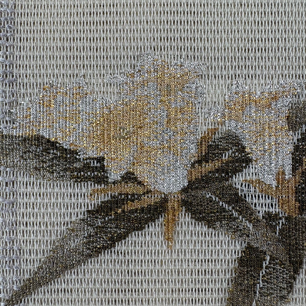美品】 名古屋帯 秀品 夏帯 八寸名古屋帯 松葉仕立て 枝花 霞 金銀糸