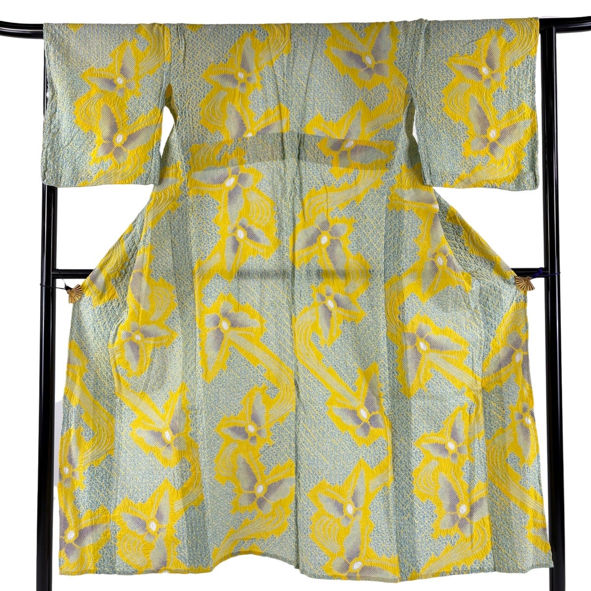 30%OFF 【美品】 浴衣 身丈147cm 裄丈63.5cm S 絞り浴衣 蝶 幾何学