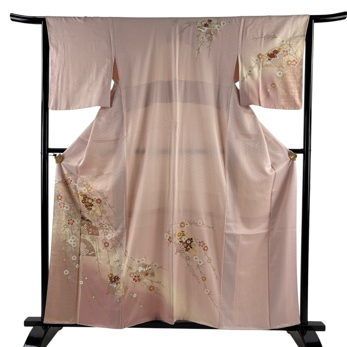 訪問着 身丈151.5cm 裄丈62.5cm S 袷 福田喜三郎 落款あり 露芝 箔