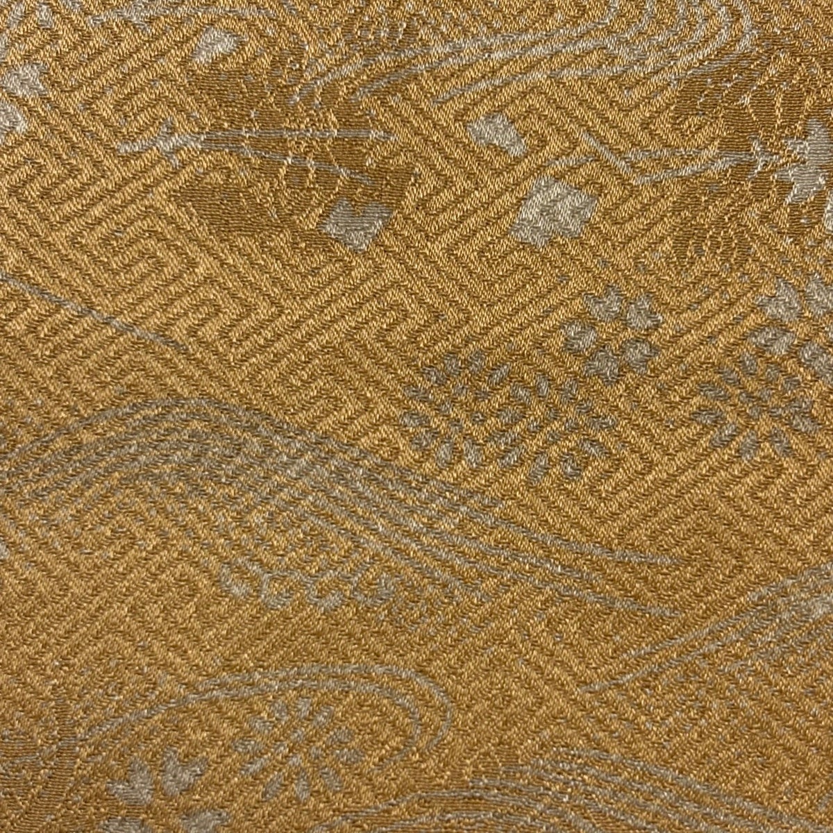 訪問着 身丈160.5cm 裄丈62.5cm S 袷 牡丹 菊 金彩 山吹茶色 正絹 秀品