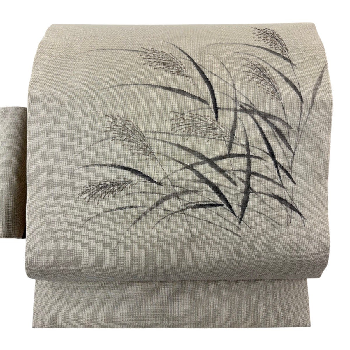 50%OFF 名古屋帯 秀品 落款あり 夏帯 夏紬地 ススキ ベージュ 正絹 K50