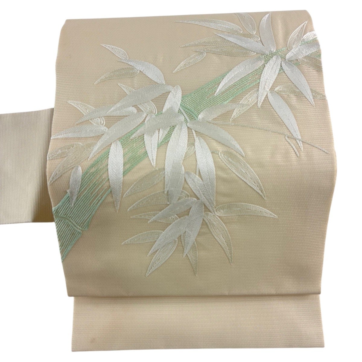 名古屋帯 秀品 夏帯 絽 笹 刺繍 ベージュ 正絹｜中古・古着