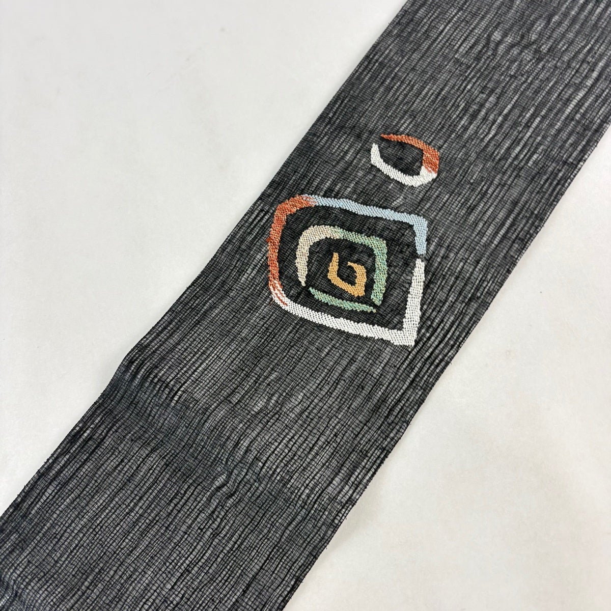 50%OFF 名古屋帯 秀品 夏帯 幾何学模様 金糸 黒 正絹 K50｜中古・古着