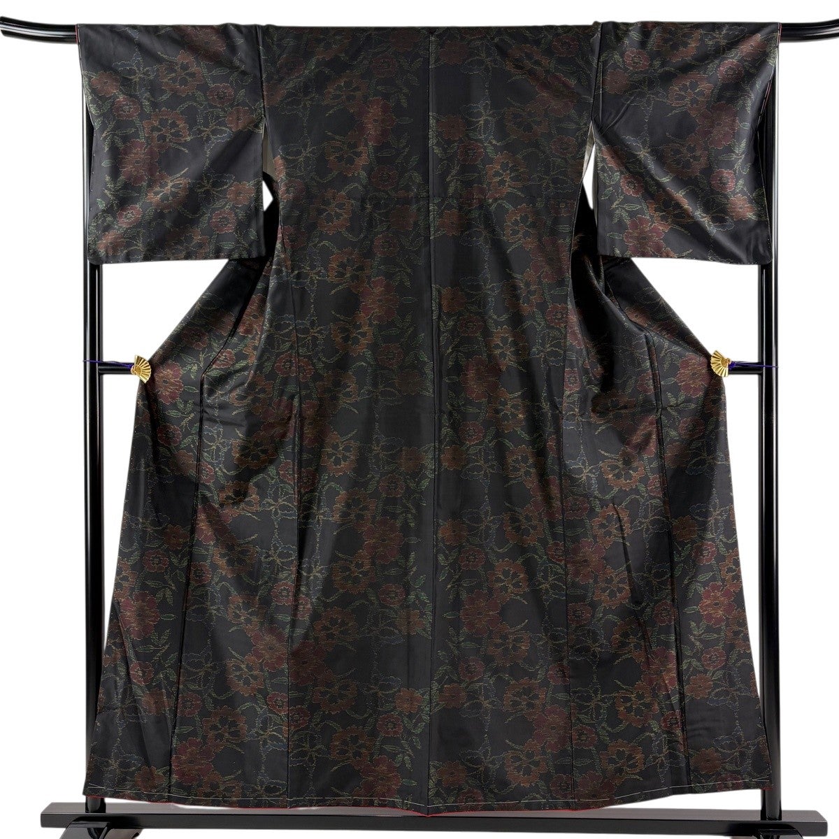 紬 身丈157.5cm 裄丈68cm L 袷 絣柄 灰白 正絹 優品｜中古・古着