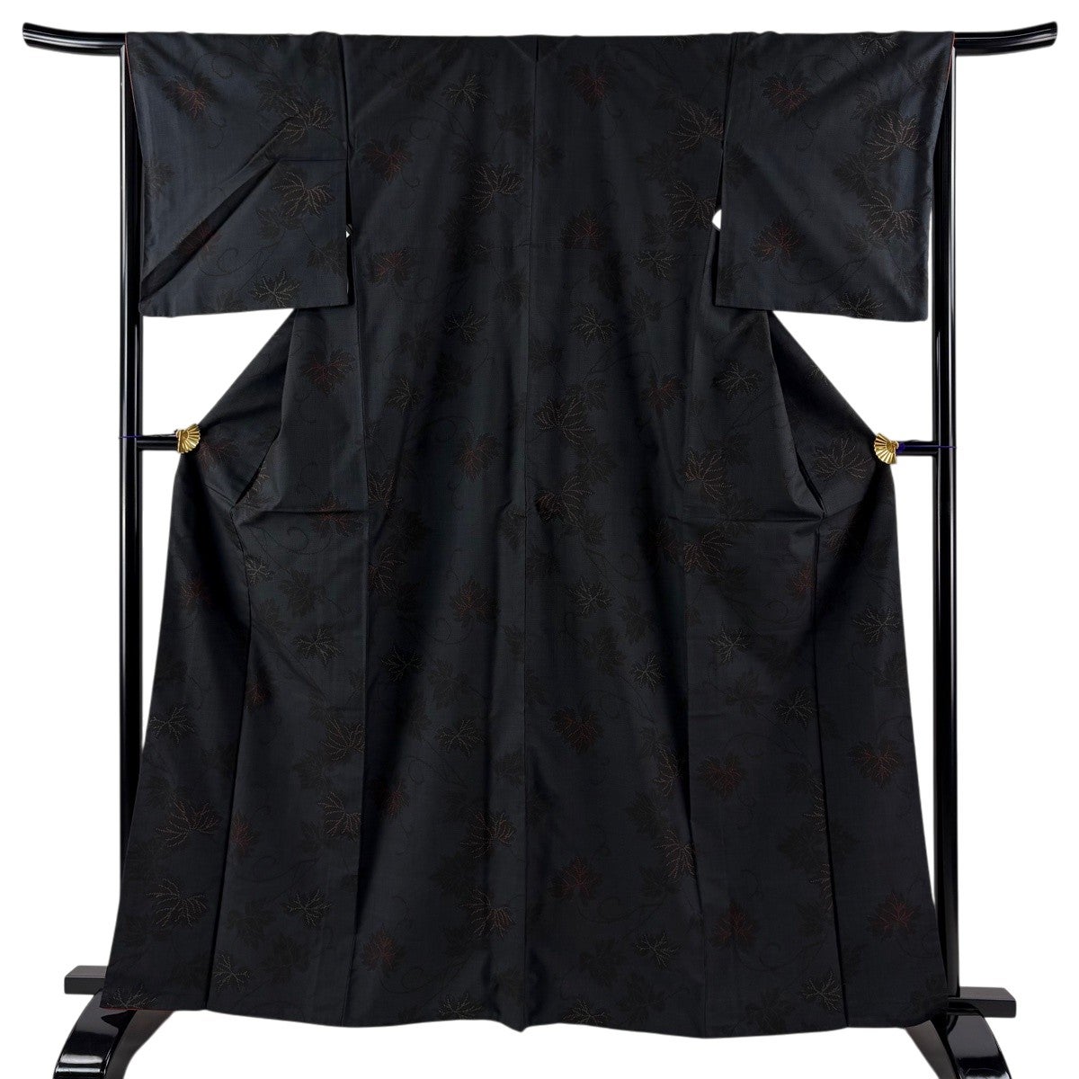 紬 身丈163cm 裄丈65cm M 袷 有職文様 寄せ柄 濃紺 正絹 優品｜中古