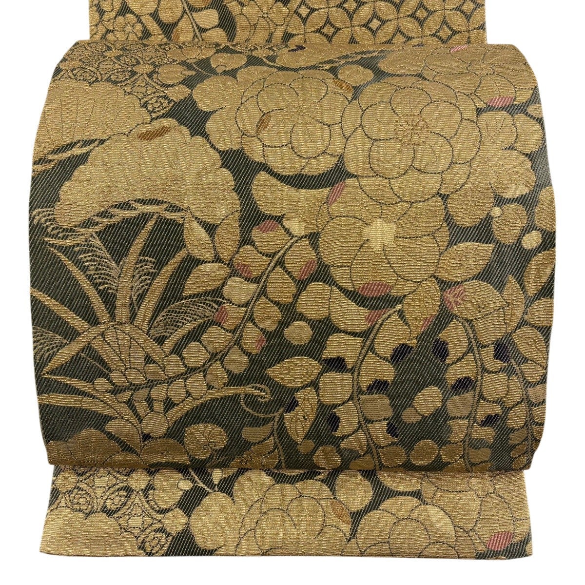 E331 美品 開き名古屋帯 作家物 落款あり 辻が花 手描き 絞り染め 樺色