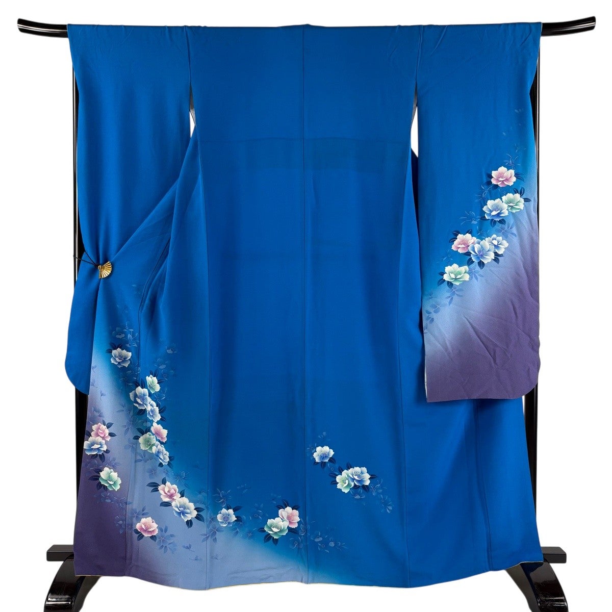 振袖 身丈163cm 裄丈63.5cm 正絹 秀品 【中古】 振袖 身丈163cm 裄丈63.5cm S 袷 蝶 菊 金銀糸 金彩 青紫 正絹 秀品