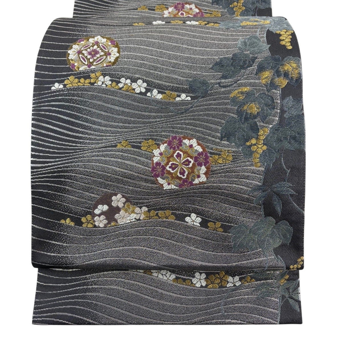 m805 玉蟲 華文 袋帯 六通 正絹 美品】 袋帯 秀品 華文 蝶 箔 金糸 黒