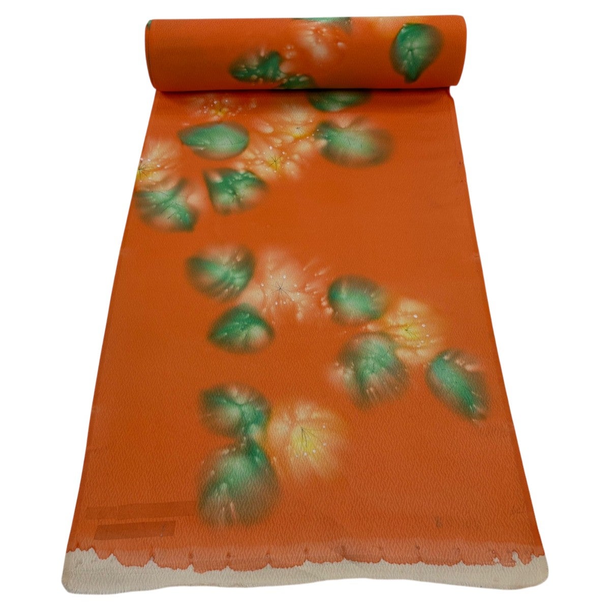 反物 優品 羽尺 羽織 和装コート 草花 オレンジ 正絹｜中古・古着