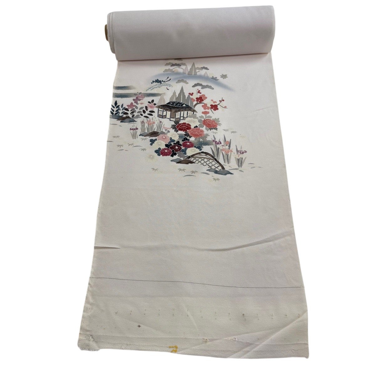 在庫一掃】 反物 秀品 付下げ 菊 万幕 金彩 ぼかし オレンジ 正絹