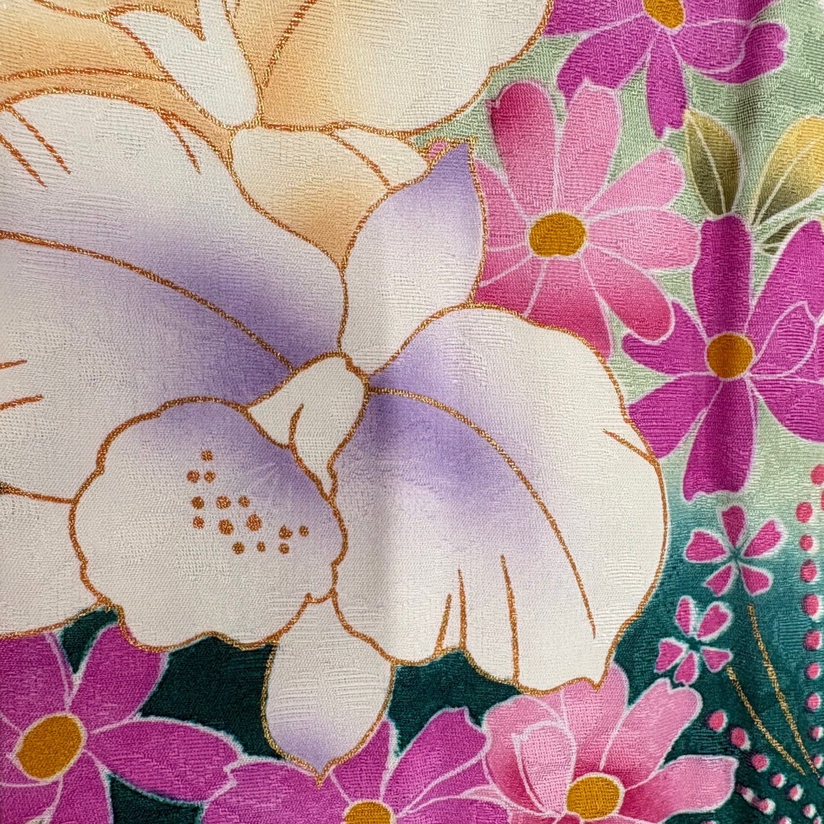 30%OFF 振袖 身丈166.5cm 裄丈67cm M 袷 袋帯フルセット 草花 桜 箔